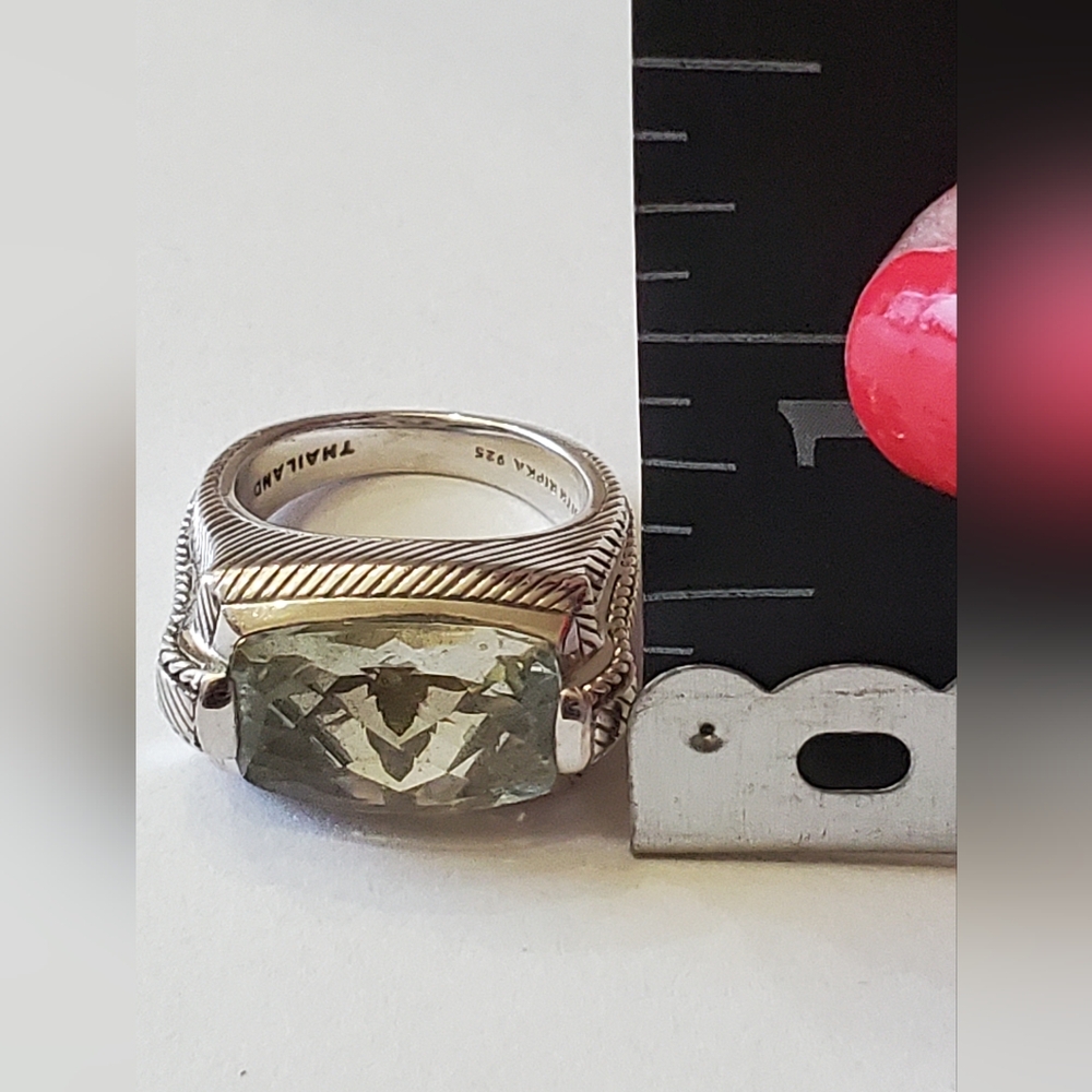 Judith Ripka Sterling Silver & Prasiolite Ring, Size 6 - Picture 10 of 13